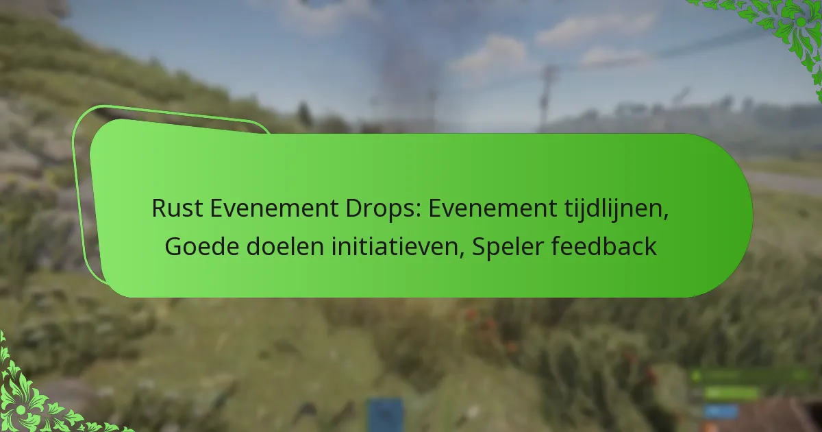 Rust Evenement Drops: Evenement tijdlijnen, Goede doelen initiatieven, Speler feedback
