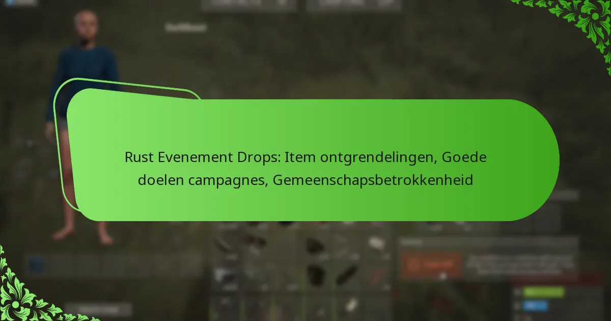 Rust Evenement Drops: Item ontgrendelingen, Goede doelen campagnes, Gemeenschapsbetrokkenheid
