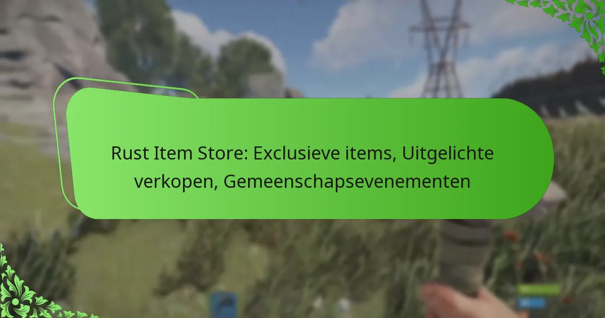 Rust Item Store: Exclusieve items, Uitgelichte verkopen, Gemeenschapsevenementen