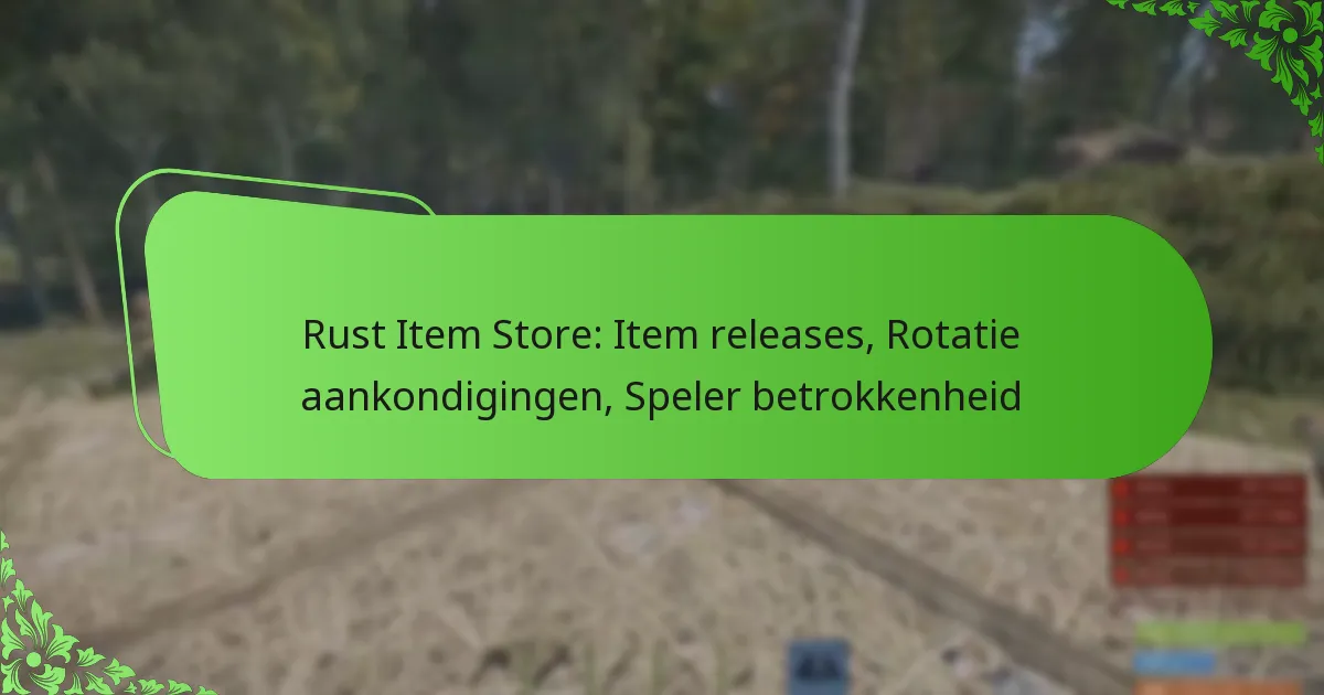 Rust Item Store: Item releases, Rotatie aankondigingen, Speler betrokkenheid