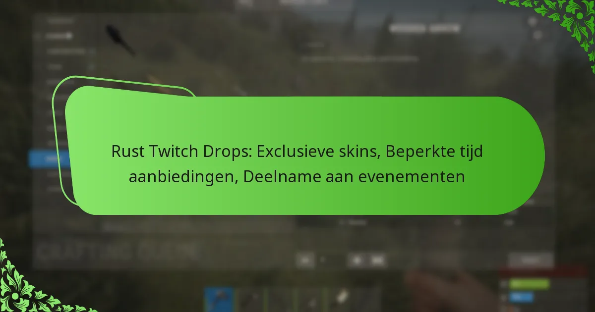 Rust Twitch Drops: Exclusieve skins, Beperkte tijd aanbiedingen, Deelname aan evenementen